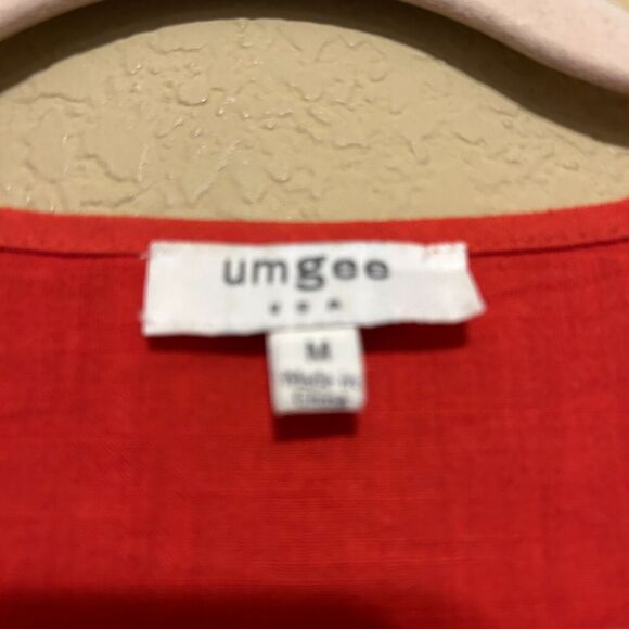 Umgee Kimono Top Medium Red Embroider Floral Open Front Hippie Cottagecore Boho - Picture 6 of 7